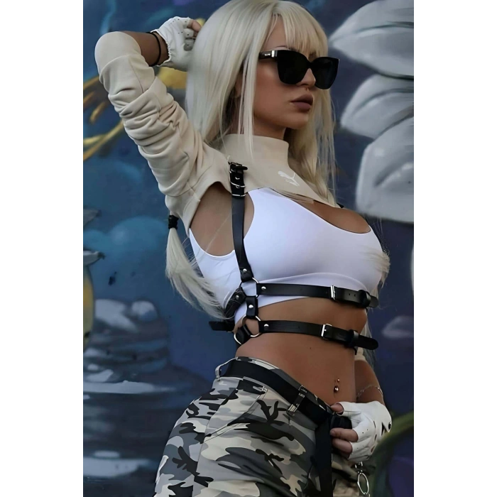 Şık Deri Kemer, Beli Saran Deri Harness - Brf606