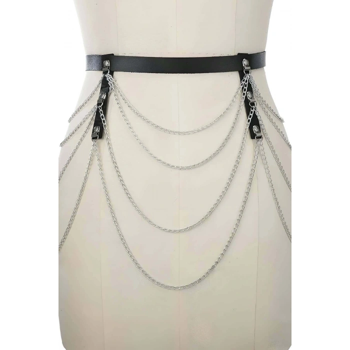 Şık Deri Zincirli Bel Kemer - Brf921