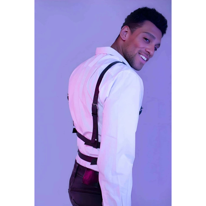 Şık Erkek  Deri Göğüs Harness - Brfm40