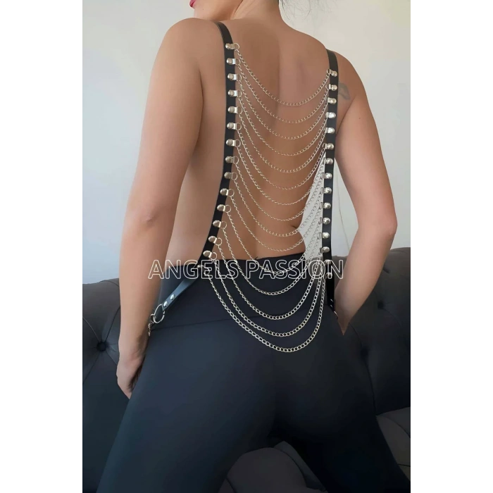 Sırt Zincir Detaylı Seksi Harness - APFT399