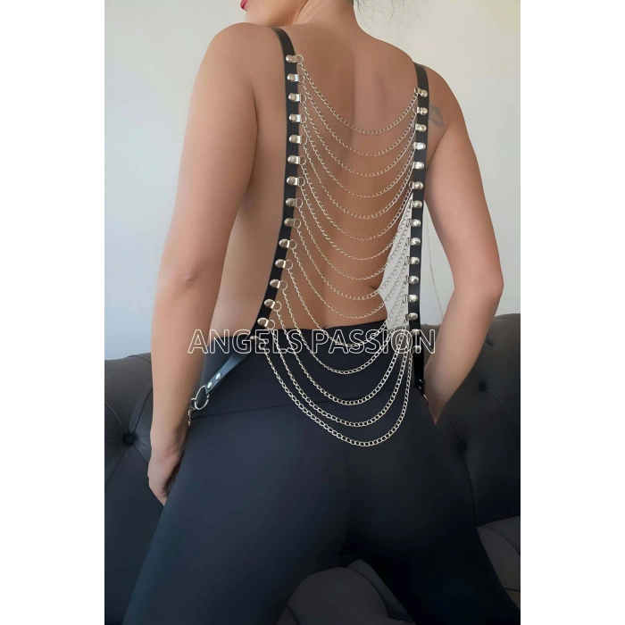Sırt Zincir Detaylı Seksi Harness - Brf399