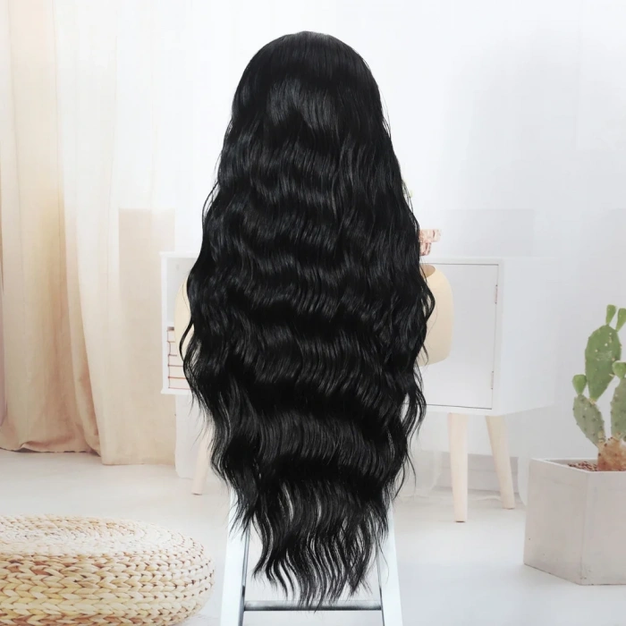 Siyah Bebek Saçlı Fiber Sentetik Tül Peruk