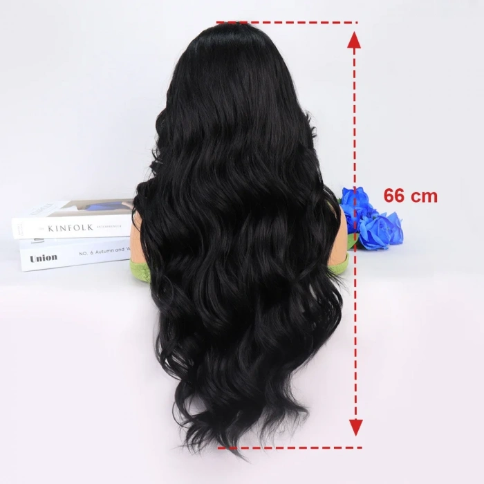 Siyah Dalgalı Uzun Boy Tül Peruk