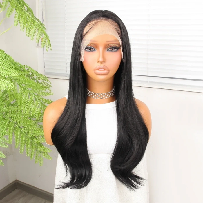 Siyah Fiber Sentetik Hafif Dalgalı Tül Peruk