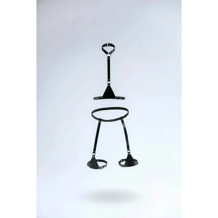 Siyah Harness Takım Deri Vücut Jartiyer Seti - Brf1229