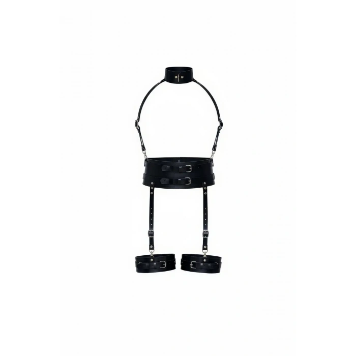 Siyah Harness Takım Geniş Bel Boyunluk Detaylı - Brf1031