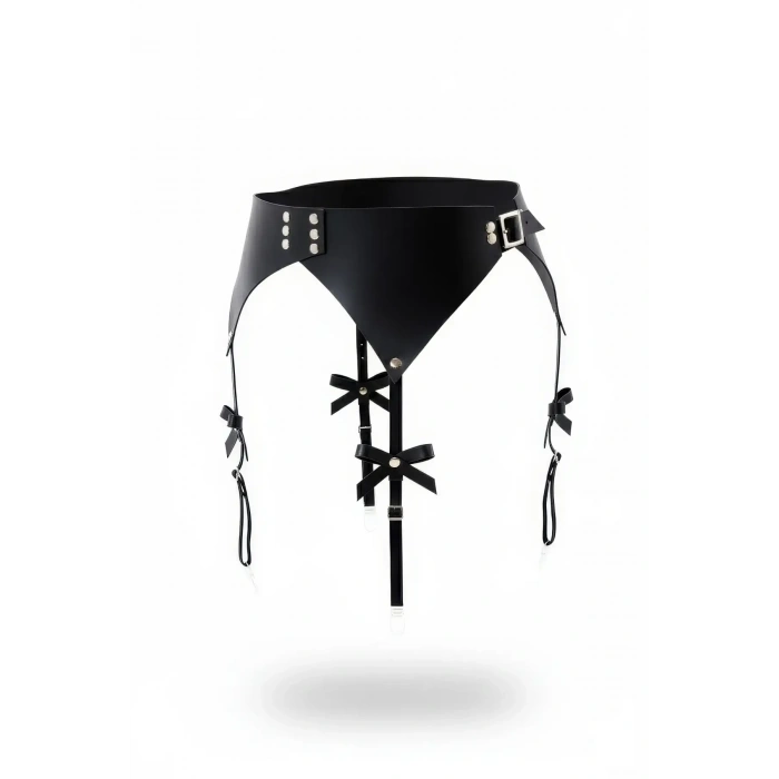 Siyah Jartiyer Harness Geniş Bel Deri Tokalı - Brf1376