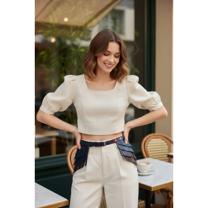 Siyah Kadın Kemer Katmanlı Yan Panelli Bel Aksesuarı - Brf1254