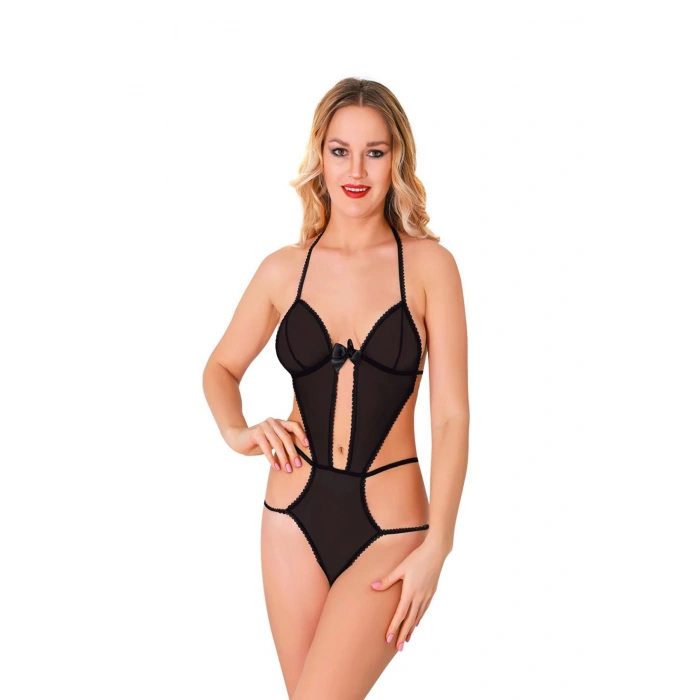 Siyah Lcralı Tül Bodysuit - 931