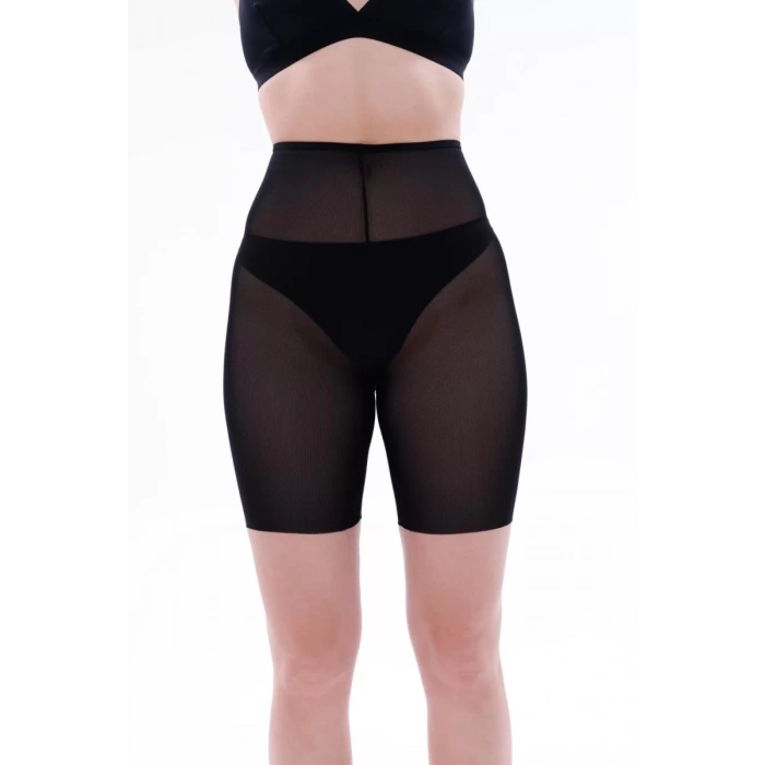 Siyah Mı Emay 2705 Lazer Tül Toparlayıcı Paçalı Boxer Hayalet Korse