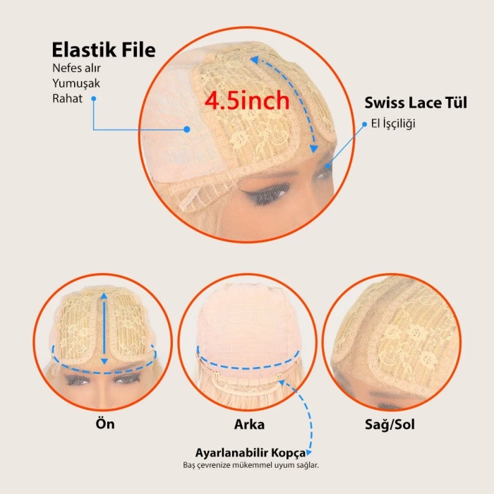 Su Dalgalı Soğuk Platin Fiber Sentetik Tül Peruk