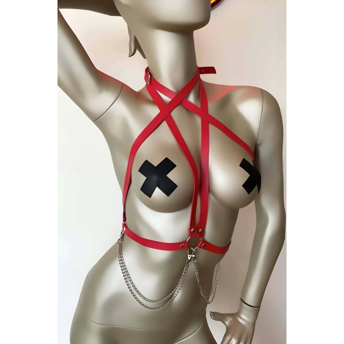 T-shirt Üzeri Deri Aksesuar, Gömlek Üzeri Şık Deri Harness - APFT52