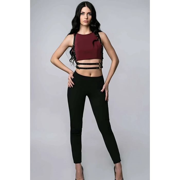 T-Shirt Üzeri Seksi Deri Aksesuar - APFT210