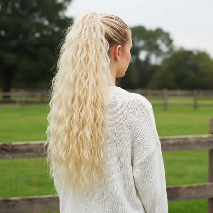 Tokalı Kabarık Dalgalı At Kuyruğu - Açık Platin