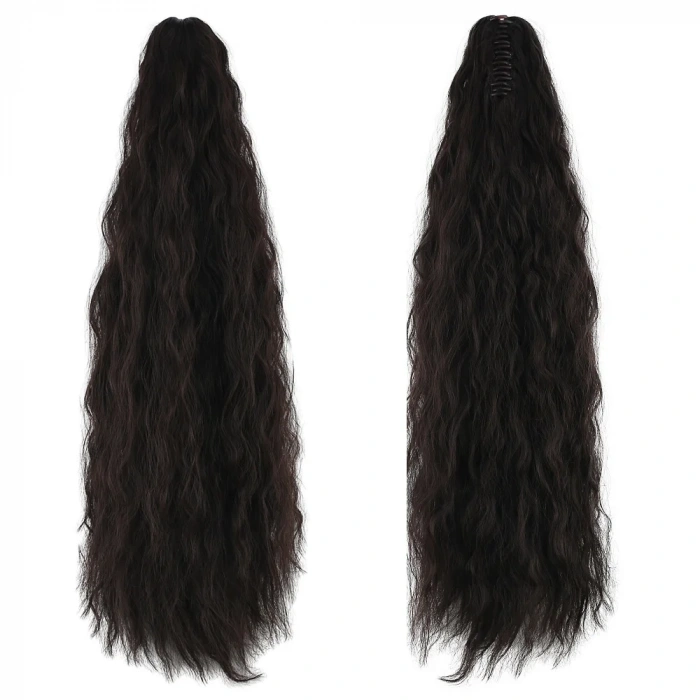 Tokalı Kabarık Dalgalı At Kuyruğu - Kahverengi