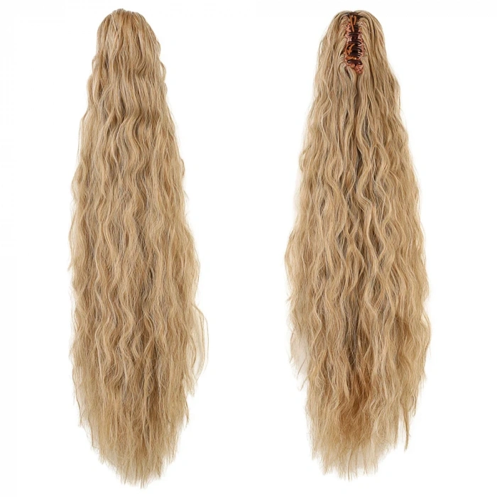 Tokalı Kabarık Dalgalı At Kuyruğu - Karamel Platin Röfleli