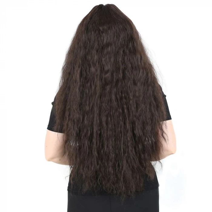 Uzun Perçemli Kabarık Dalgalı Fiber Sentetik Peruk - Kahverengi