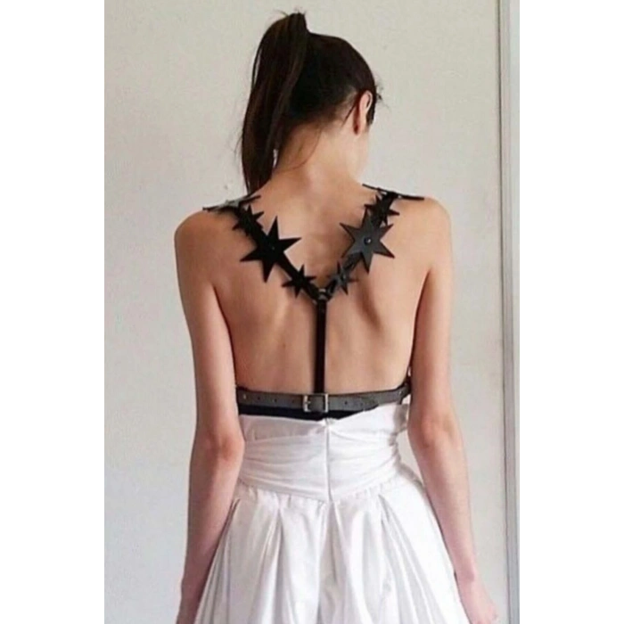 Yıldız Detaylı Şık Deri Kemer Harness - Brf634