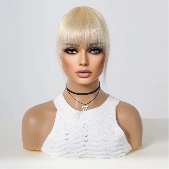 Yoğun Gerçek Saç Perçem - Beyaz Platin