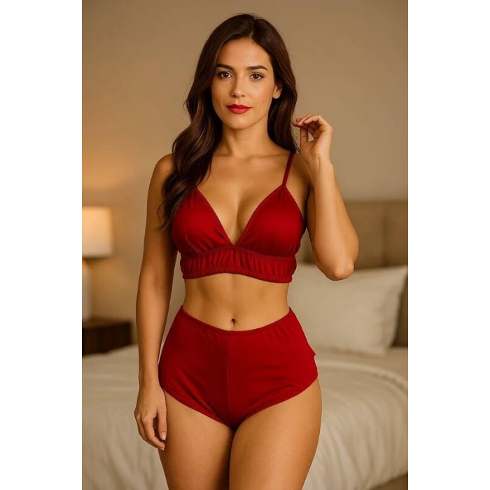 Yüksek Bel Şortlu Bralet Takım