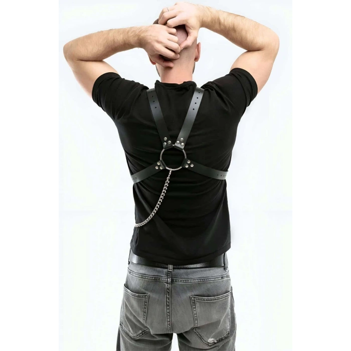 Zincir Detaylı Deri Erkek  Göğüs Harness - Brfm95