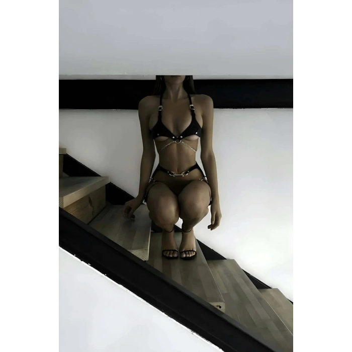 Zincir Detaylı Göğüs Ve Bacak Harness Takım - APFT1221