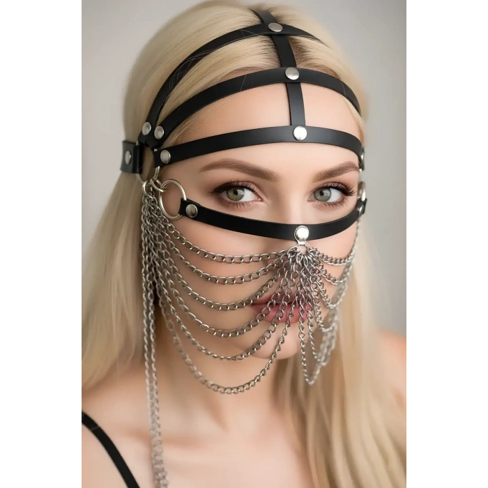 Zincirli Deri Seksi Maske - APFT465