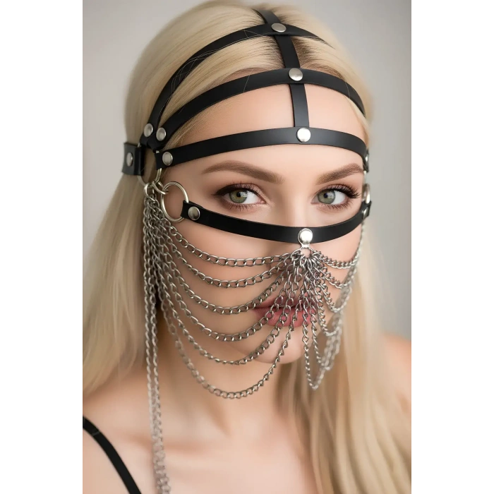Zincirli Deri Seksi Maske - Brf465