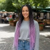 Afrika Örgüsü Ve Rasta İçin Sentetik Ombreli Saç - Siyah / Lila