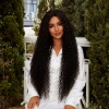 Afro Dalga Fiber Sentetik Tül Peruk - Koyu Kestane