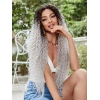 Afro Dalga Fiber Sentetik Tül Peruk - Siyah / Gri Ombreli