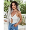 Afro Dalga Fiber Sentetik Tül Peruk - Siyah / Gri Ombreli