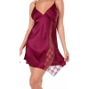 Bordo Saten Mini Gecelik Zarif Kadın Gece Elbisesi