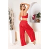 Bralet Sütyen, Slip Külot Ve Pantolon Takım Kırmızı