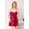 Büyük Beden Bordo Kısa Saten Gecelik