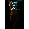 Dansçı Kostümleri Beyaz Reflektörlü Seksi Göğüs Harness - APFT107
