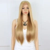 Düz Fiber Sentetik Tül Peruk - Karamel / Platin Röfleli