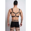 Erkek  Deri Göğüs Harness Ve Bacak Harness Takım - Brfm195