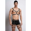 Erkek  Deri Göğüs Harness Ve Bacak Harness Takım - Brfm195