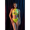 FANTEZİ LASTİK ŞERİT SÜTYEN KÜLOT TAKIM NEON SARI (MGP6641)