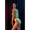 FANTEZİ LASTİK ŞERİT SÜTYEN KÜLOT TAKIM NEON SARI (MGP6641)