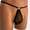 Fantezi Siyah Transparan Halkalı Tül Erkek String Seksi Erkek İç Çamaşırı BC4610