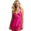 Fuşya Saten Mini Gecelik Zarif Kadın Gece Elbisesi