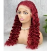 Gerçek Front Lace Tül Peruk - Yoğun Dalgalı - Kızıl 70-75cm