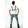 Göğüs Detaylı Arkadan Bağlamalı Erkek  Deri Harness - Brfm84