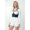 Göğüs Detaylı Deri Harness Büstiyer, Şık Deri Korse - Brf872