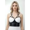 Göğüs Detaylı Deri Harness Büstiyer, Şık Deri Korse - Brf872