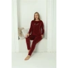 Kadın Kadife Bordo Pijama Takım