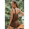 Kadın Kahverengi Dantelli Şortlu Pijama Takımı