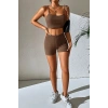 Kadın Kahverengi Şortlu Kaşkorse Gecelik Takım